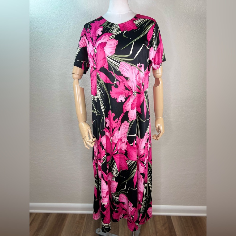 Vintage Royal Creations Hawaiian Luau Polyester Muumuu Dress Size XL